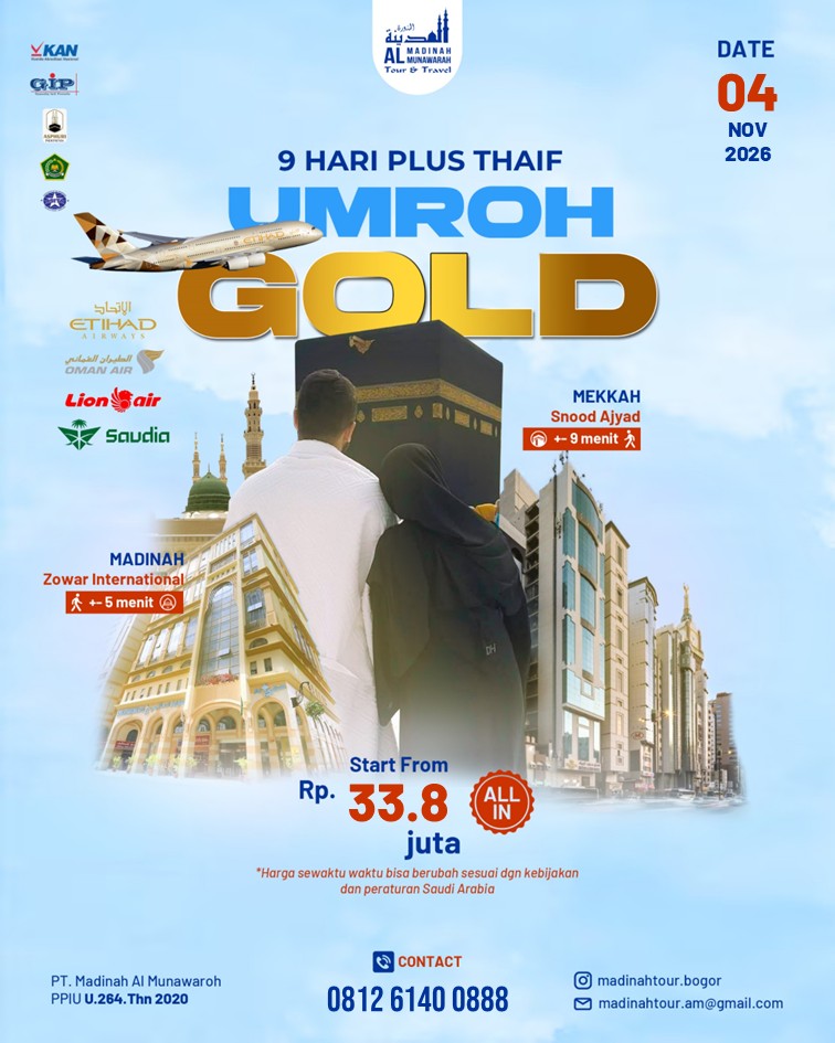 poster umroh gold plus thoif november 2026 madinahtours.id