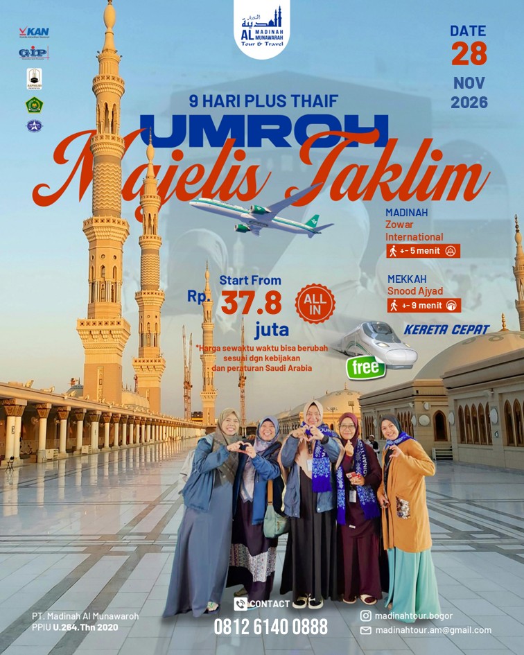 poster umroh majlis taklim november 2026 madinahtours.id